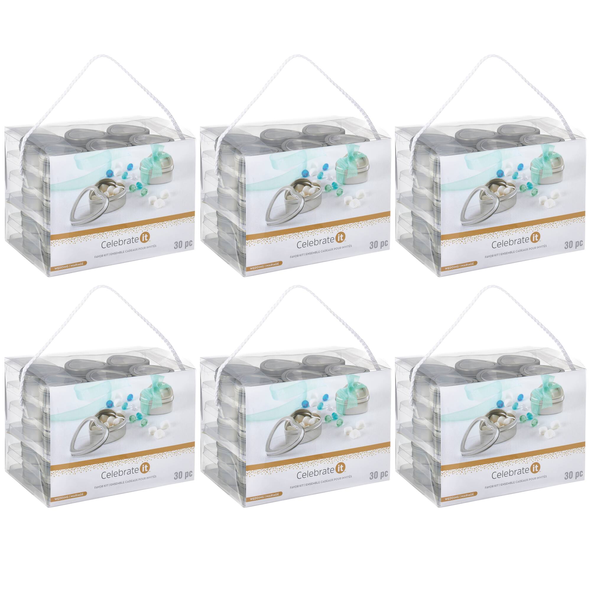 6 Packs: 30 ct. (180 total) Occasions Tin Heart-Shaped Favor Boxes by Celebrate It™